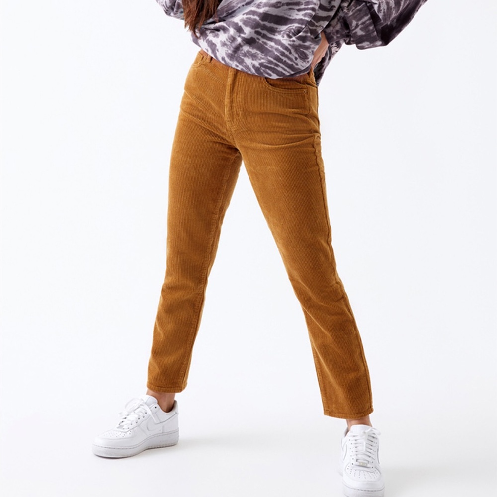 PacSun brown high rise straight leg corduroy pants size 25